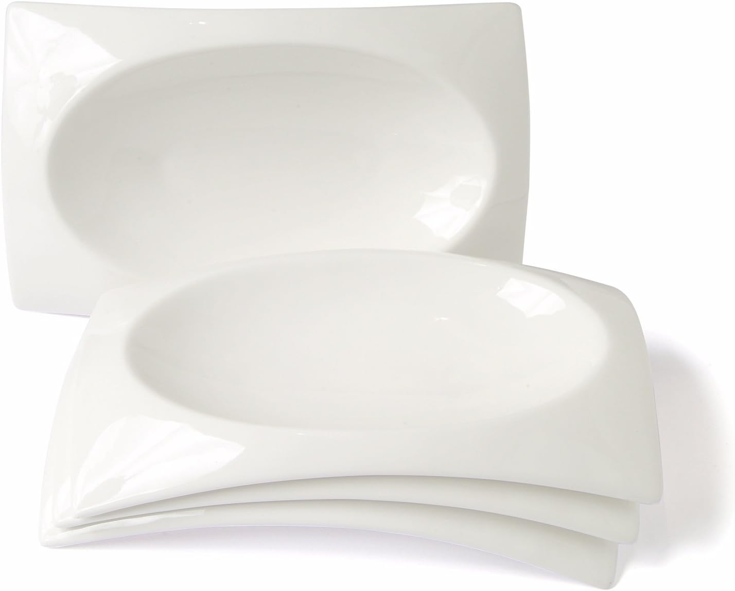 Carmona Valley Collection Porcelain White New Bone China Set of 2 12" Serving Trays, Serving Plates (12")