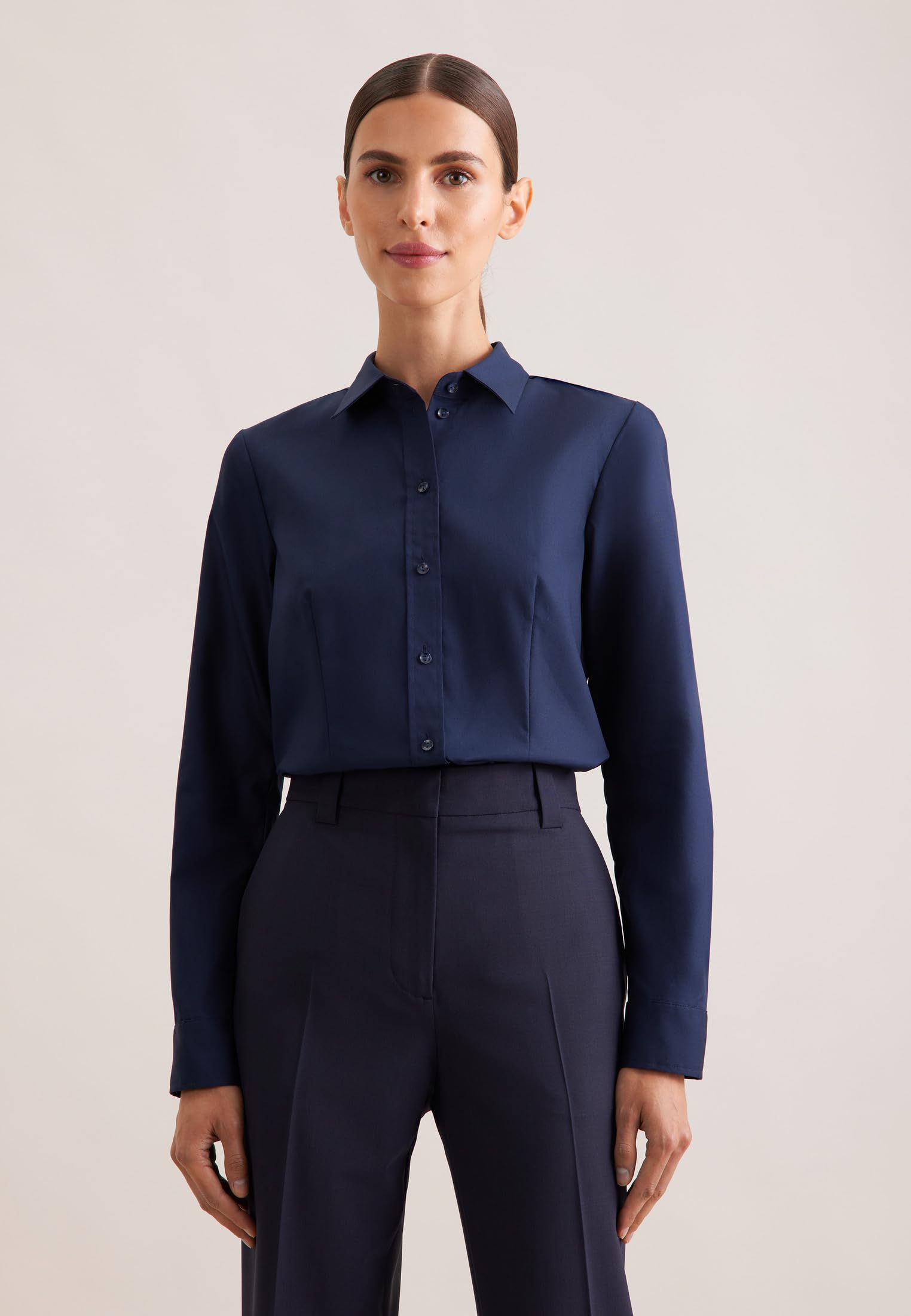 Seidensticker Damen Bluse - City Bluse - Hemdbluse - Regular Fit - Langarm - Uni - 100% Baumwolle