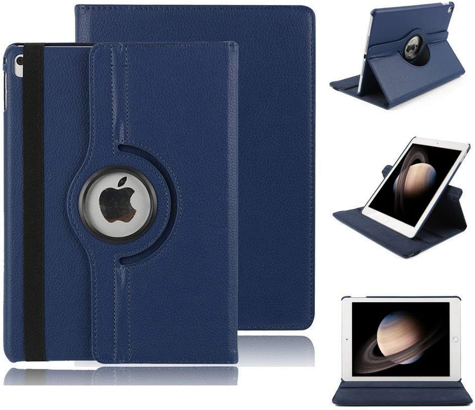 TGK Rotating Cover for iPad Pro 12.9 Inch 2017/2015 Release [1st & 2nd Gen] Model : A1670/A1671/A1584/A1652 - Dark Blue 360 Degree Auto Sleep/Wake Leather Smart Case