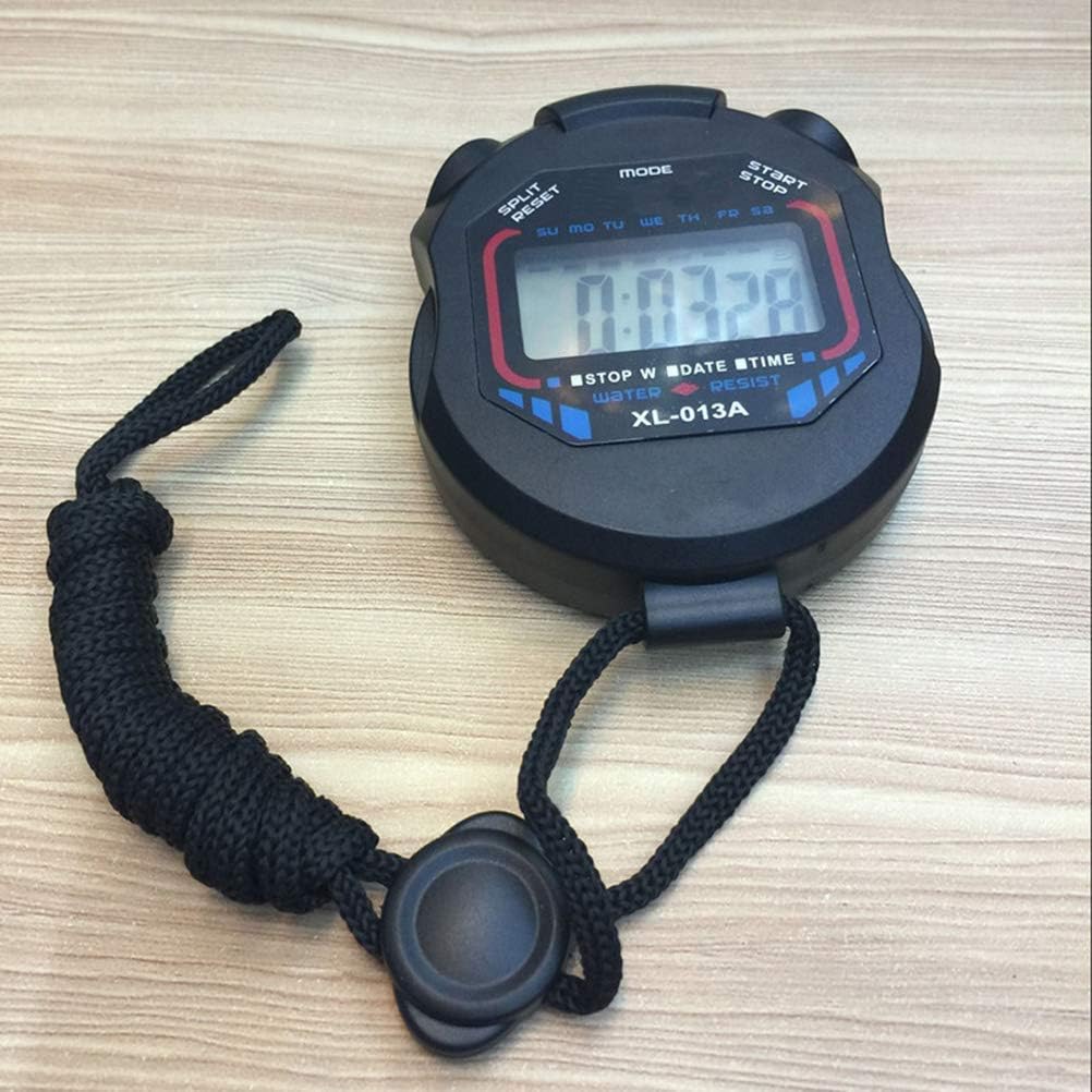 NOENNULL Sports Stopwatch Timer with Lanyard, angled view