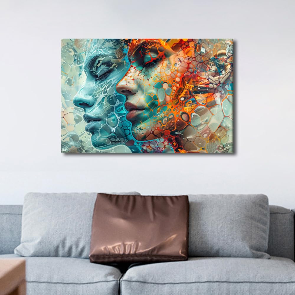 TISHIRON Wall Decor for Bedroom Imaginative Prints Contrast of Real and Selves Wall Art Framed Art Wall Decor Artwork for Walls Family Wall Decor Modern Home Decor Canvas Art Wall Hanging - Image 2