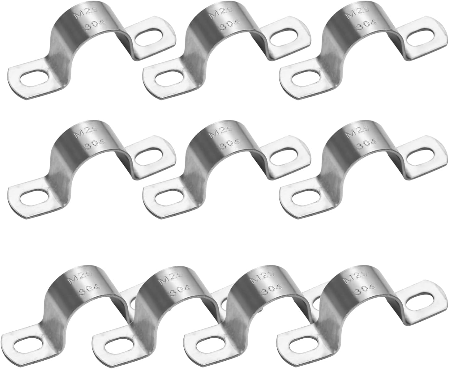 10 PCS 1-1/4 Inch Heavy Duty U-Tube Strap Clamp- 2 Hole,Stainless Steel-304 Rigid U-Bracket Pipe Strap Clamp Hanger Tube Tension Clips ID 32mm