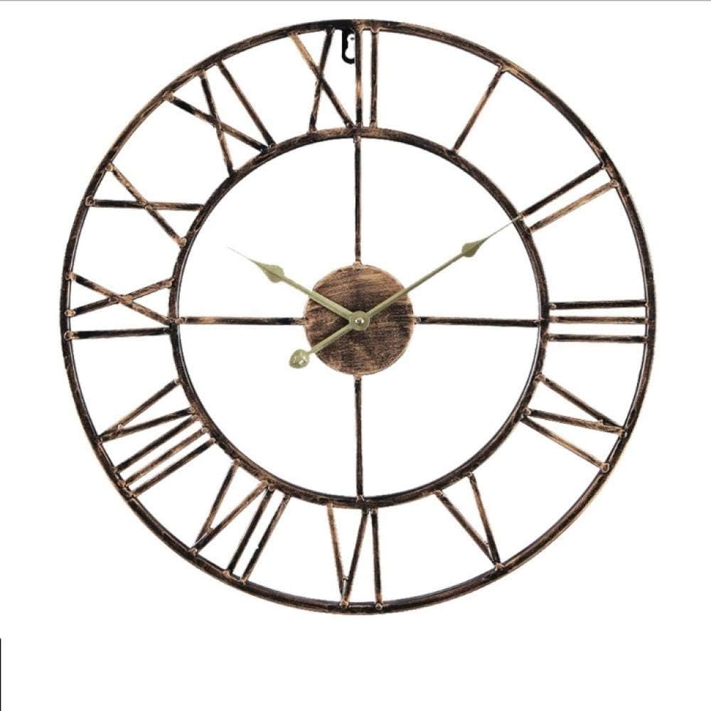 Large Outdoor Garden Wall Clock Big Roman Numerals Giant Open Face Metal Retro Copper Wrought Iron Wall Clock 50cm