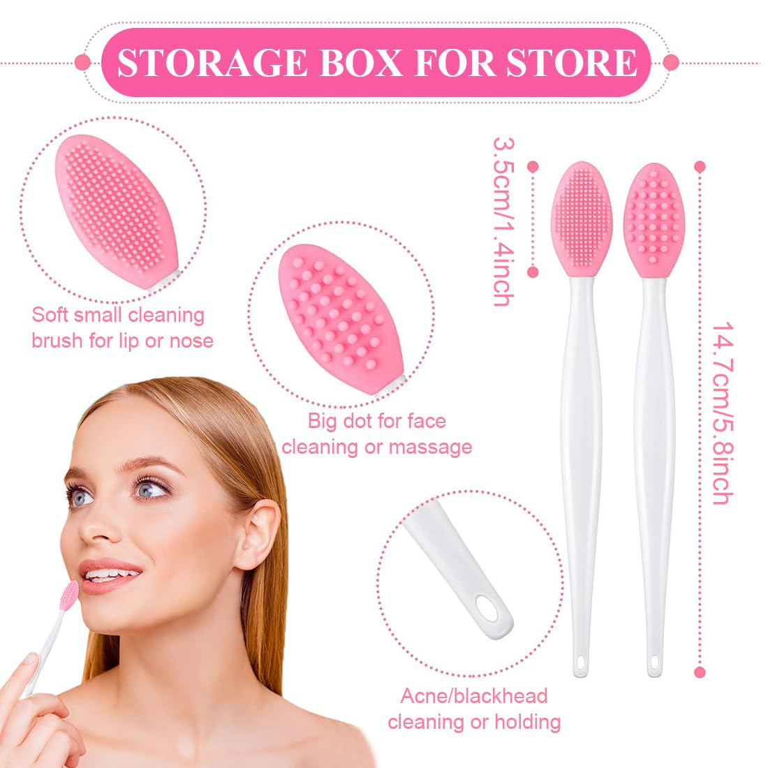8 pcs pinceau à lèvres, Brosse exfoliante pour les lèvres, outil d'exfoliation en silicone double face, mini-pinceau nettoyant pour les lèvres pour hommes et femmes, aspect plus lisse