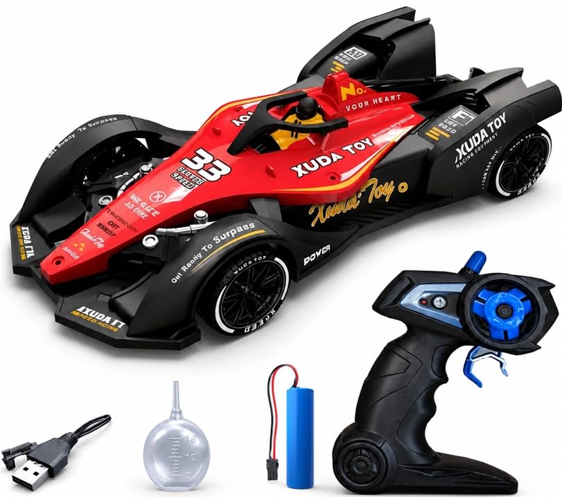 Image of Toy Imagine 2.4GHz Remote Control RC F1 Racing Car for Kids 1:14 Scale, High-Speed Rechargeable RC Toy with LED Lights, Realistic Smoke Effect, Sound, Indoor /Outdoor Play Toy for Boys & Girls 6+(Red)