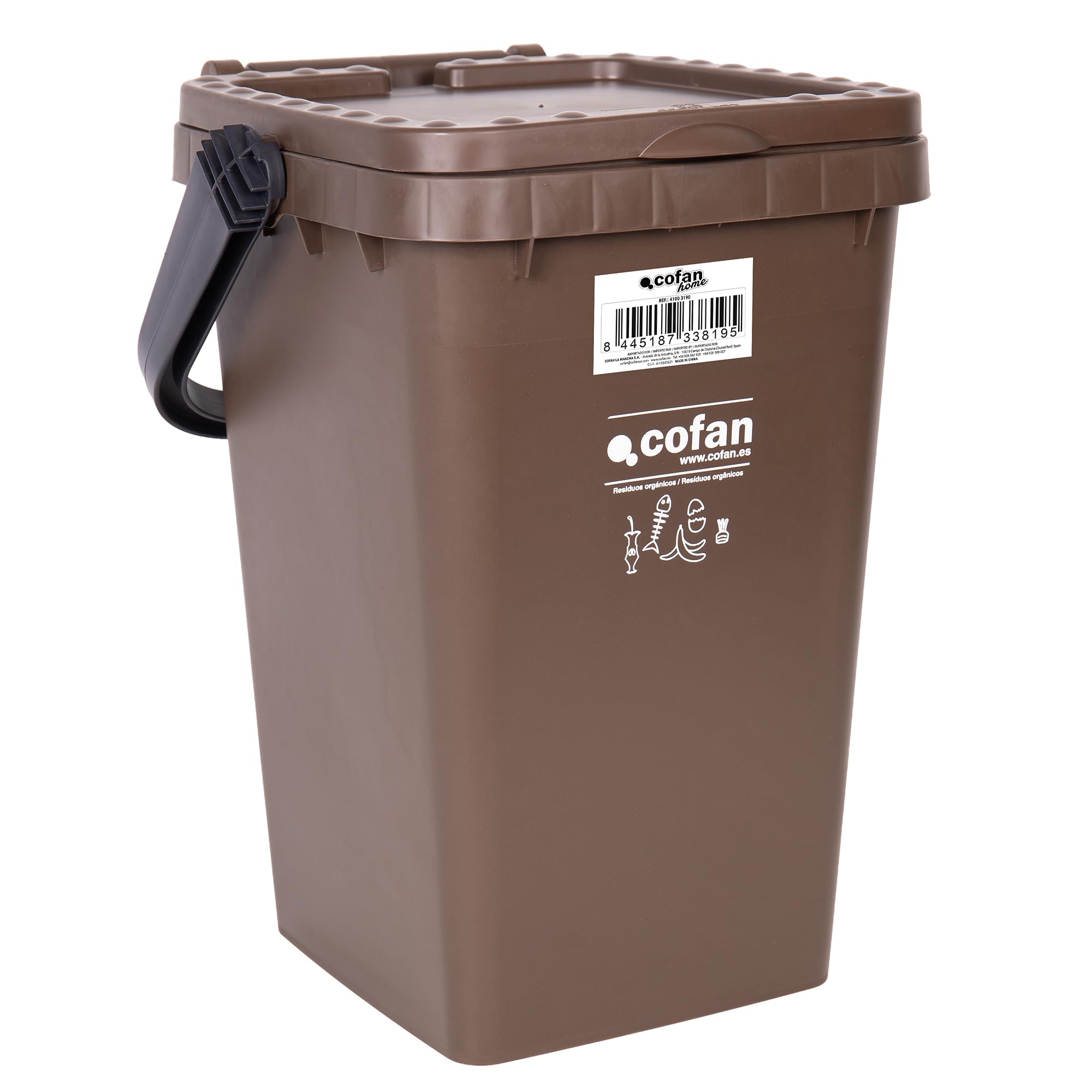 Cofan Contenitore marrone 25L per rifiuti organici Modello Ravioli