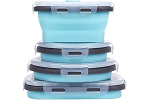 College Storage Solutions: Collapsible Silicone Food Containers with Airtight Lids for Compact Storage and Organization