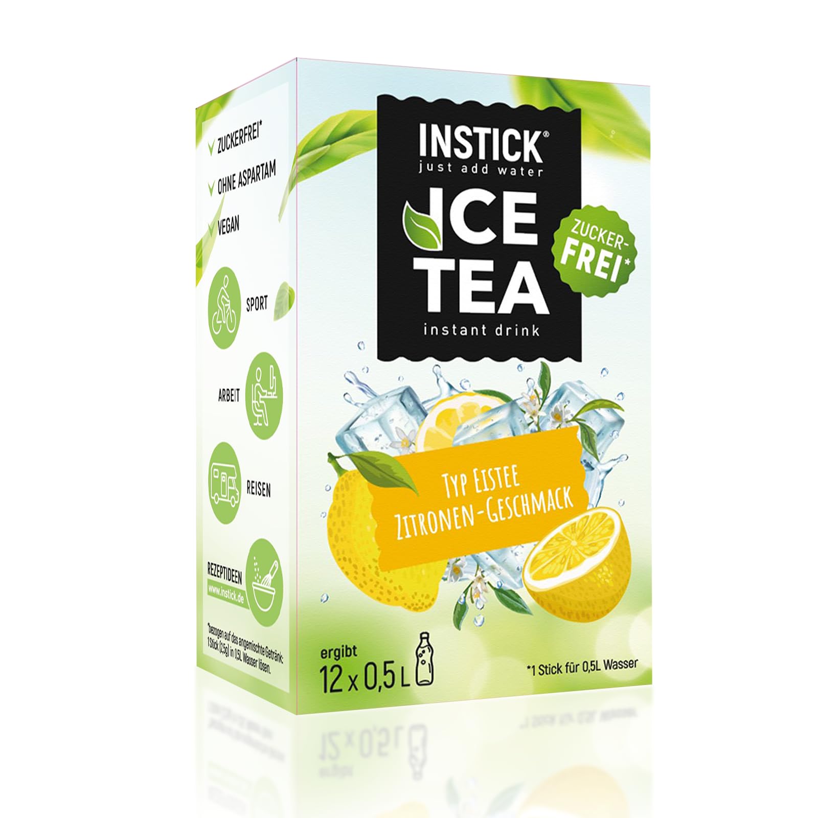 NSTICK TÉ HELADOS Bebida En Polvo Para Refrescos y Bebidas Calientes, Cero Azucar, Cero Calorias, Aptos Diabeticos (Para 0,5-1 litro de bebida, Té helado de limón (extracto de té negro))