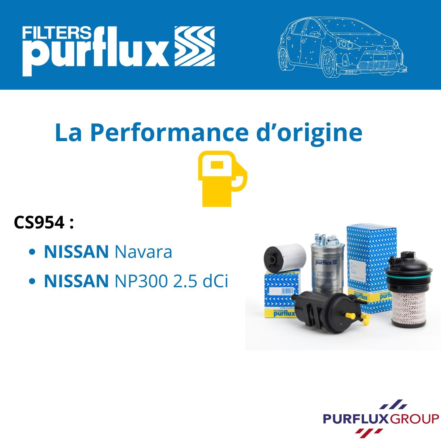PURFLUX CS954 Filtro combustible Cartucho filtrante Compatible con NISSAN NP300 Navara Pick-up D40 NP300 Navara Camión de plataforma/Chasis D40