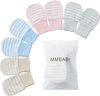 Confezione da 4 guanti anti-graffio, 100% cotone, per neonati e ragazzi, guanti da bambina 4 Pack-patternless 0-6 Mesi