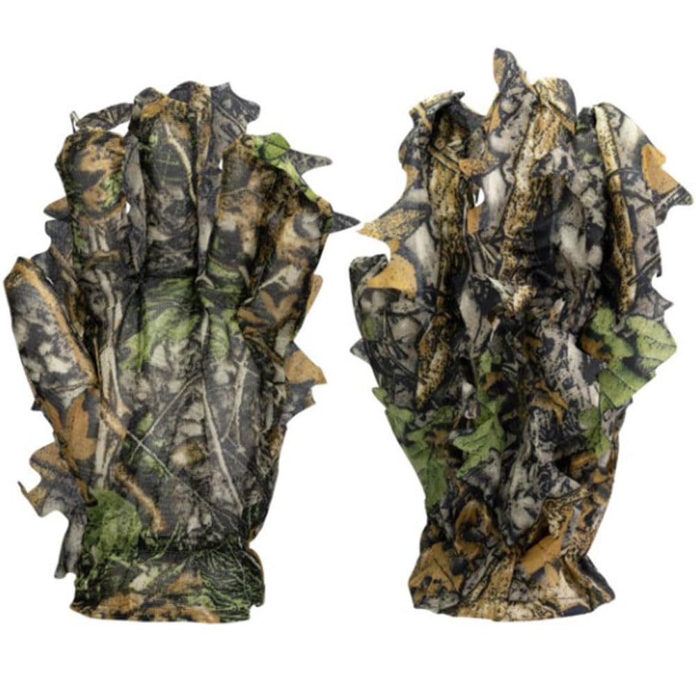 Cagoule camouflage 3D + gants - Ensemble de véritables feuilles de chêne - Camouflage - Ghillie - Masque pour le visage - Airsoft - Chasse - Photographie sauvage