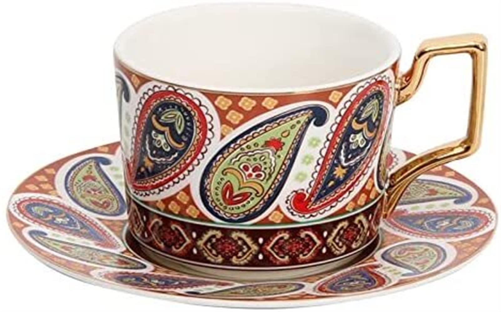 YNIYUJKL Coffee Mug Printed Ceramic Mug With Saucer And Spoon Set Couple Mug Creative Home Office Breakfast Mug Milk Mug Office Home Office Desk Coffee Mug Capacity 330Ml. Coffee,Red