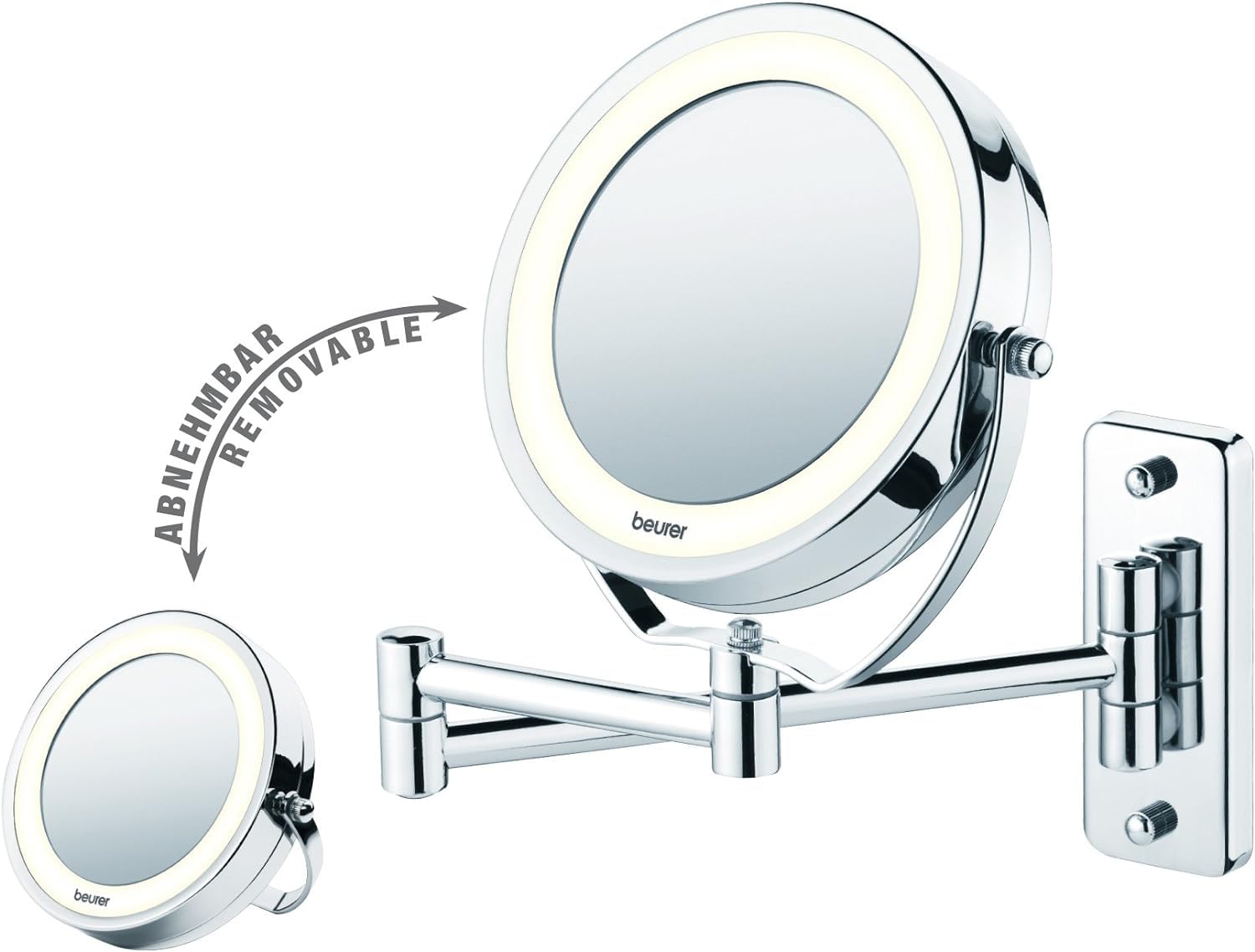 Beurer BS 59 Specchio Cosmetico da Parete, Orientabile e con Illuminazione LED