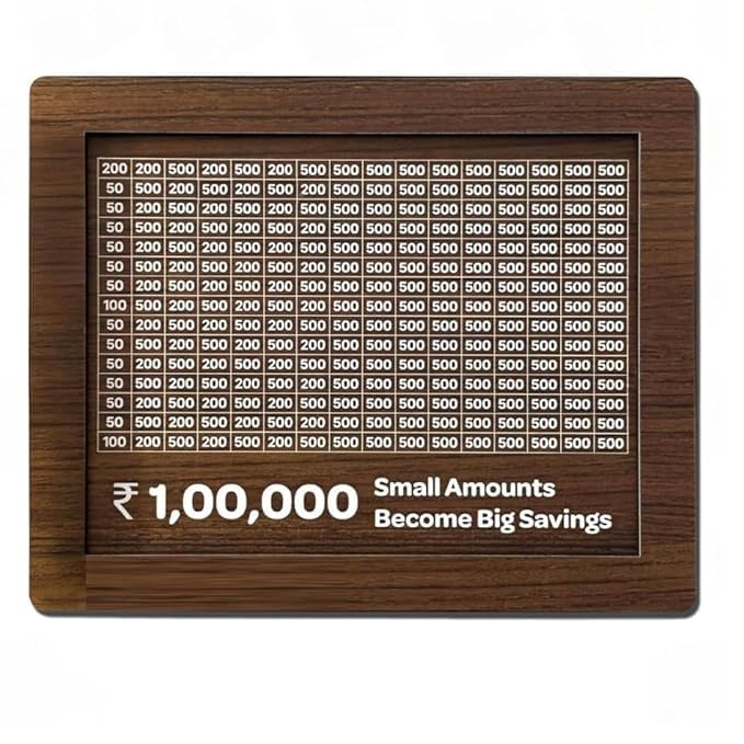 Image of RHT Money Saving Box for Adult and Kids 1 Lakh Wooden Piggy Bank: Premium Money Saving Box for Adults,Girls,and Kids - Saving Box for Women,Men with Number Display - Stylish Kiddy Money Bank (Brown)
