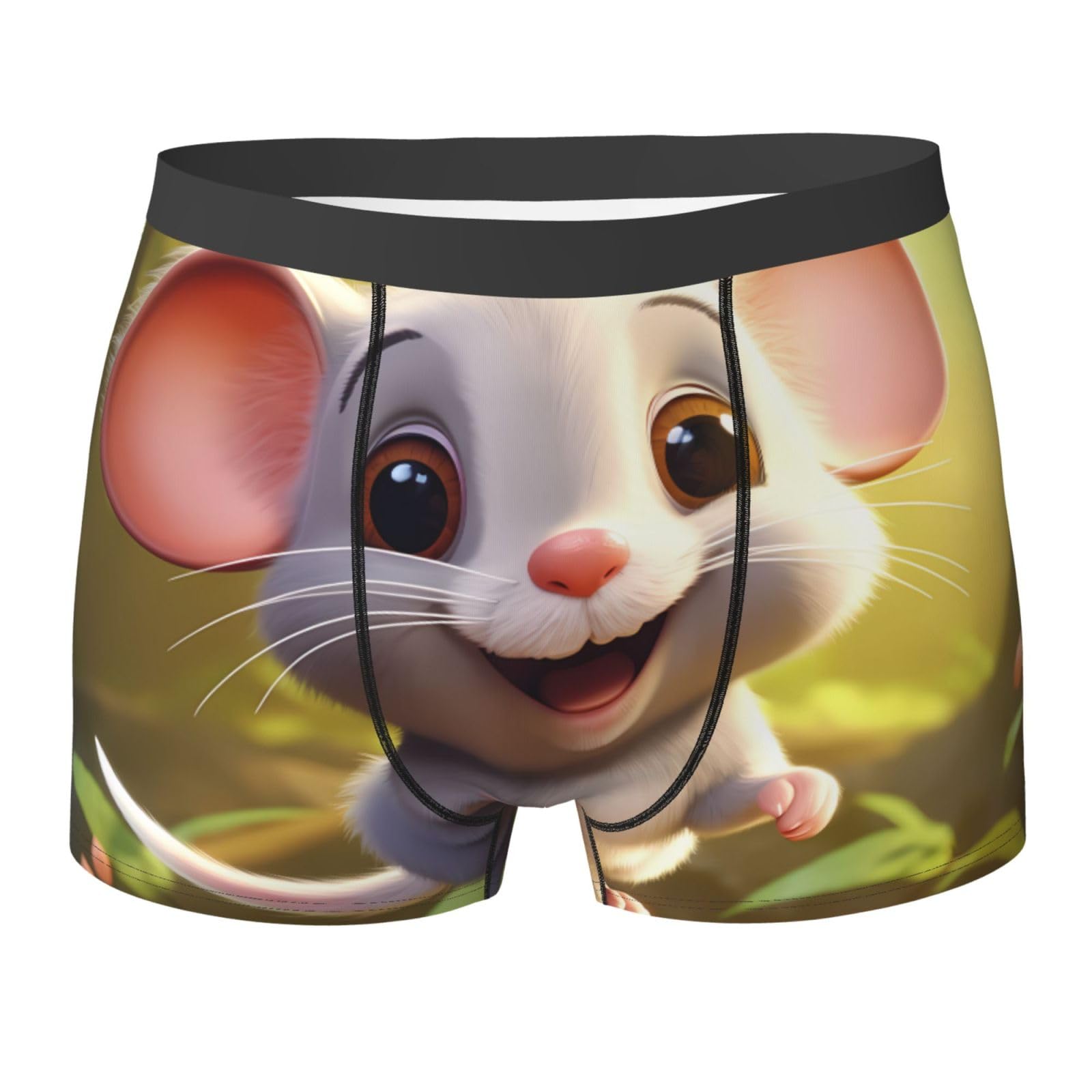 Wbqlsl Unisex Black Cute Mouse Printed Men's Boxer Briefs - Quick-Drying, Breathable, And Comfortable For Everyday Wear -, M