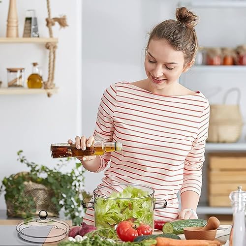 Miniatura 7 de Cacerola de vidrio con tapa, resistente al calor, olla y sartén con tapa para fideos de pasta, sopa, leche, alimentos para bebés (64 oz64.2 fl oz)