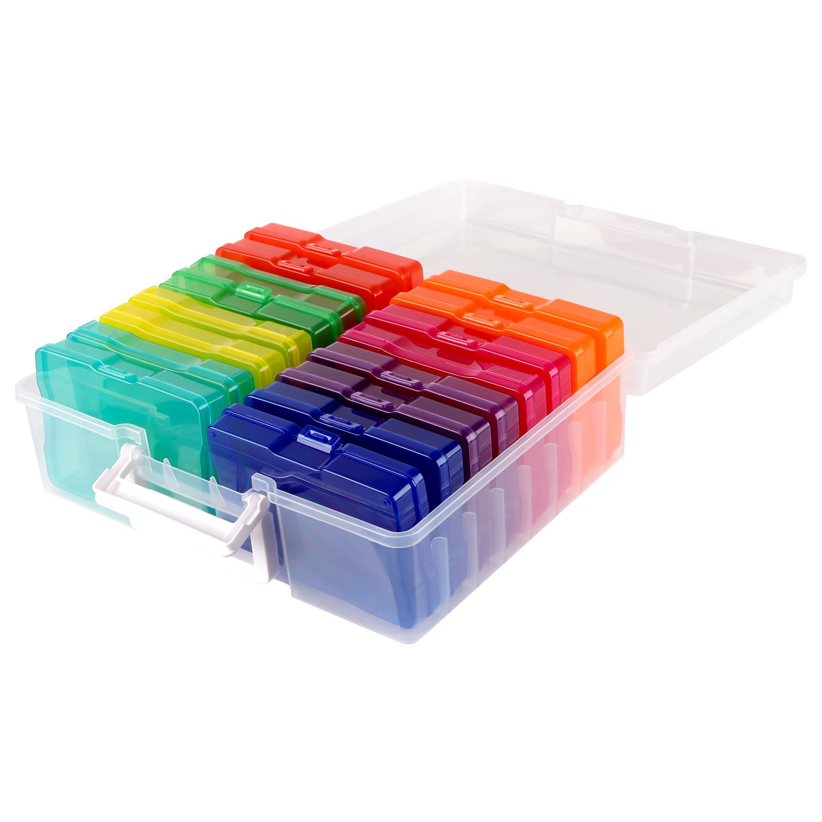 Caja de Almacenamiento para Fotos de 15 x 10 cm con 16 Compartimentos, Cajas Organizadoras de Fotos de Plástico para Tarjetas, Sellos, Manualidades, Multicolor