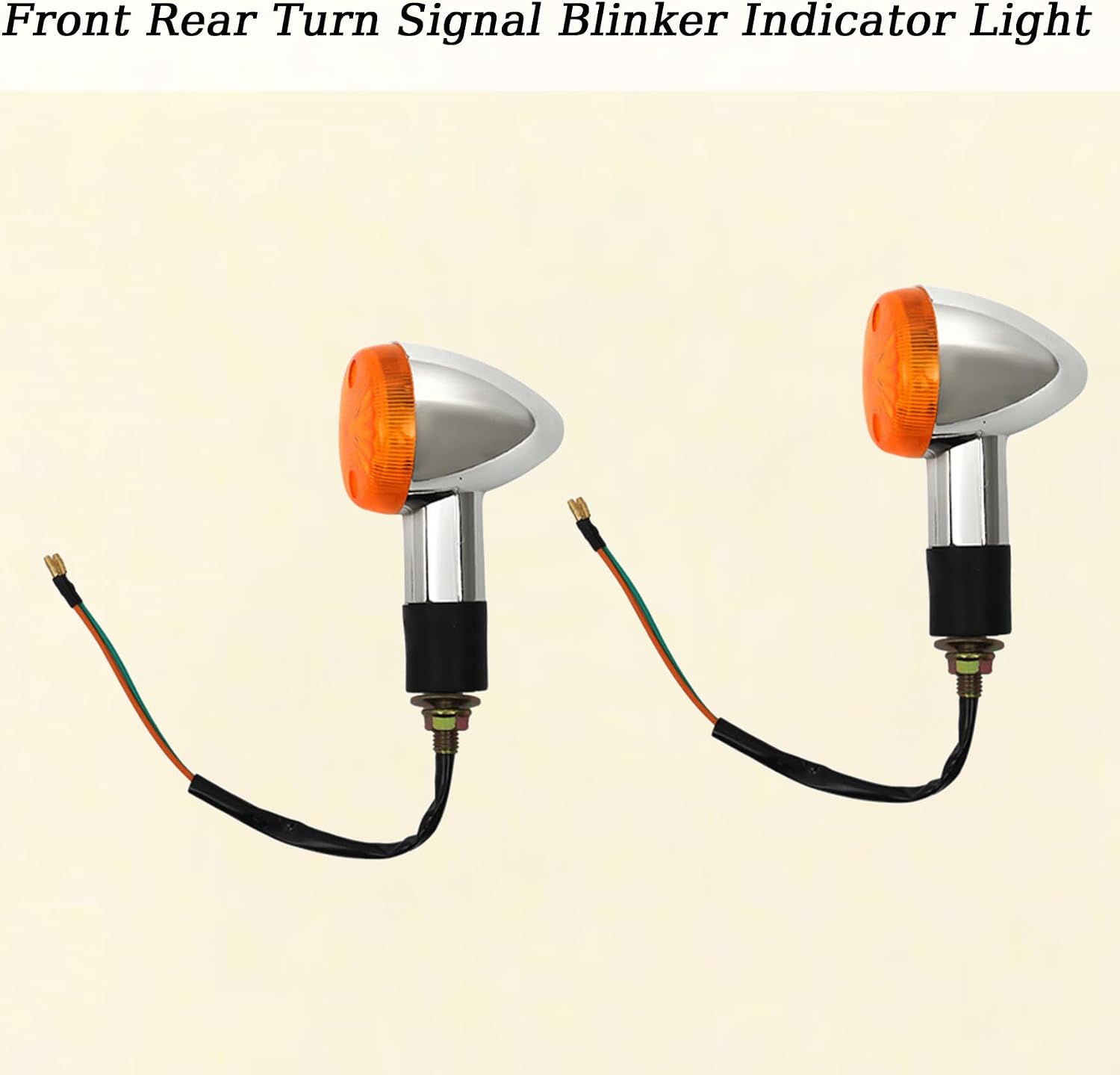 2 Pack Motorcycle Turn Signal Lights Blinker Indicator Light Front Rear Replacement for Honda Suzuki Amber Chrome