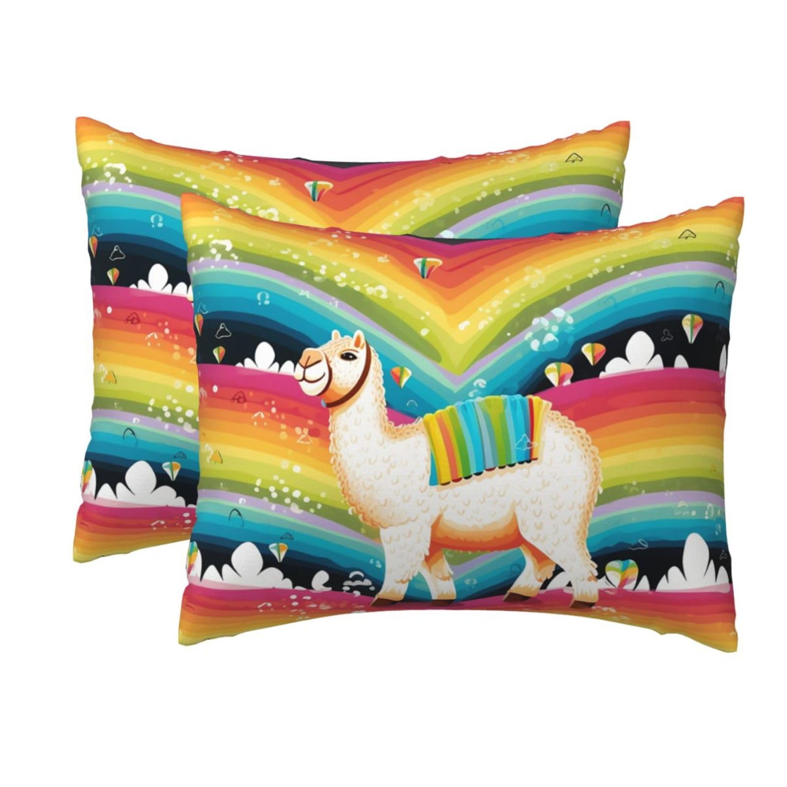 2 Pack Standard Size Pillow Cases for Hair and Skin Soft Breathable Pillow Case Covers with Hidden Zipper Camel and Rainbow Pillowcase 20x26 Inches Pillow Cover for Sleeping Gift