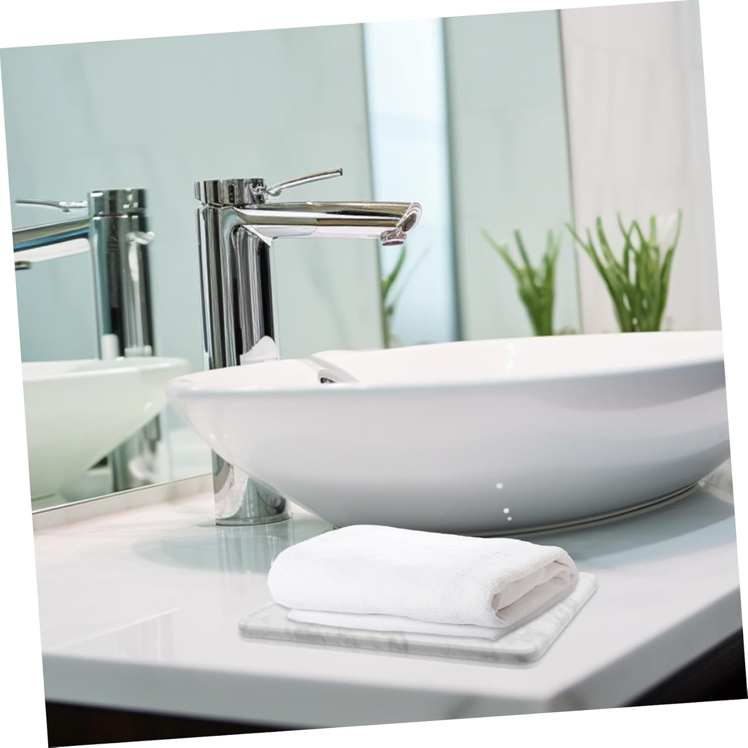 VICASKY Elegant Marble Kitchen Tray Round Natural Decorative Bathroom Vanity Counter for Skincare Jewelry Perfume