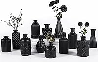 Vista 1 de Juego de 12 jarrones de cristal negro para capullos, jarrones pequeños para flores, jarrón para capullos para centros de mesa al por mayor, mini