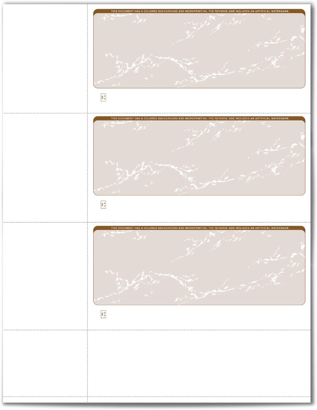 VersaCheck Secure Checks - 750 Blank Business or Personal Wallet Checks - Tan Prestige - 250 Sheets Form #3001-3 Per Sheet : Check Writers : Office Products