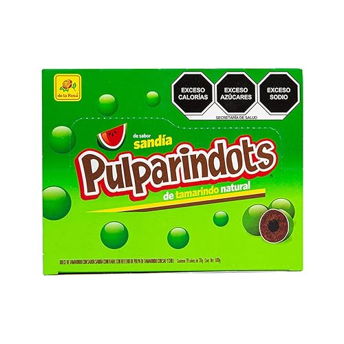 de la Rosa Pulparindots sabor a mango picante, 12 paquetes, 10 piezas EA. Auténtico caramelo mexicano