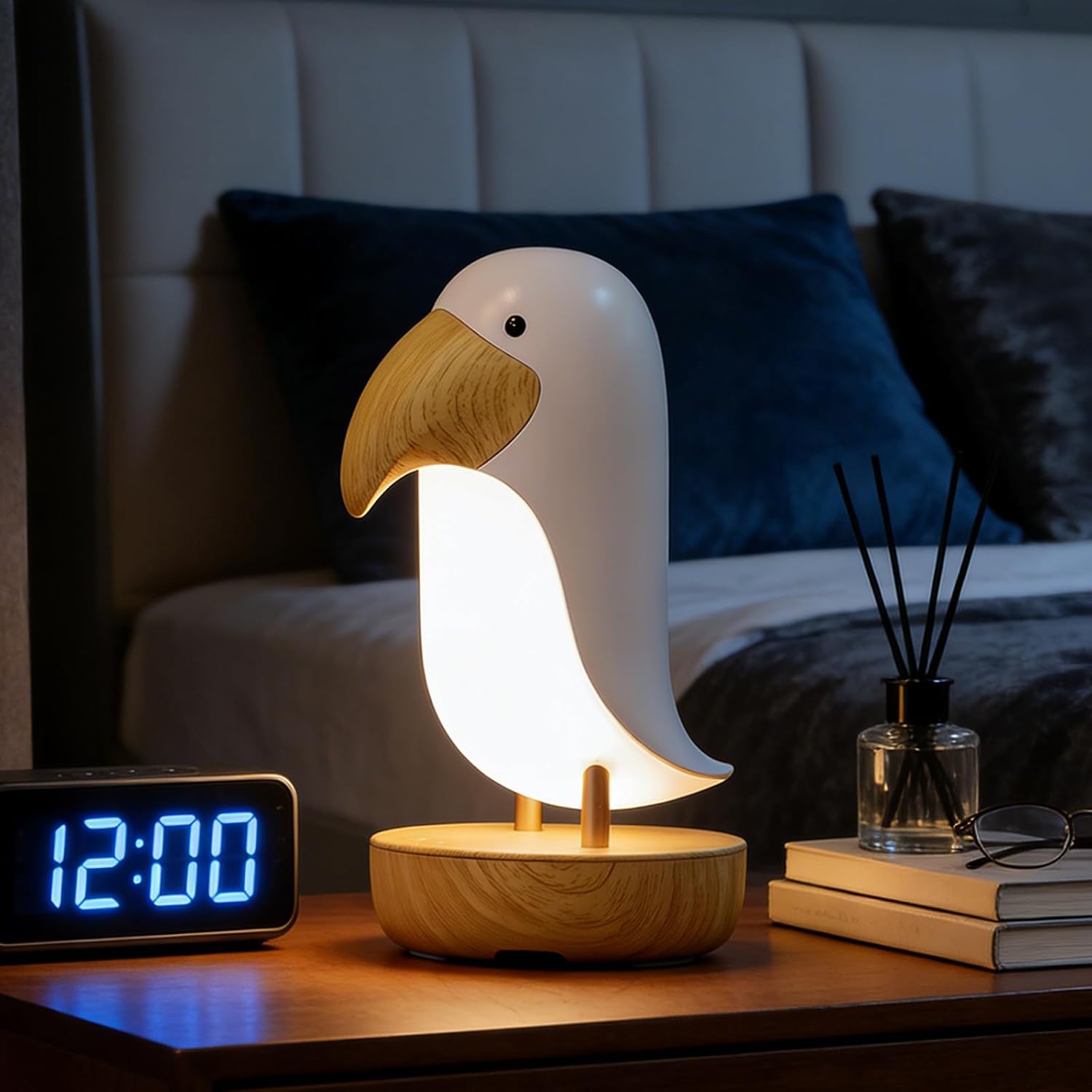 Bird Table Light - Rechargeable Night Light, Cordless Desk Lamp, Decor Lamp for Bedroom, Nursery, Living Room | Warm White LED, Gift for Bird Lovers & Home Decoration