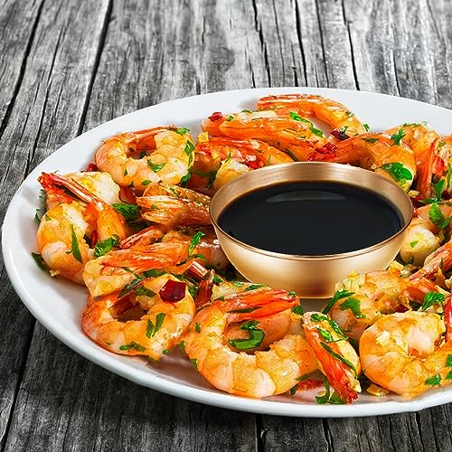 Amytalk 8 Pack 3.5inch Stainless Steel Sauce Dishes Mini Individual Saucers Bowl Round Seasoning Dishes Sushi Dipping Bowl Appetizer Plates, Champagne Gold - Thumbnail 5