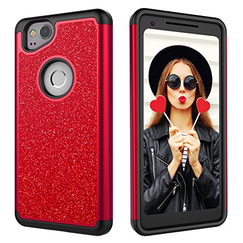 Digital Hutty Dual Layer Shockproof Heavy Duty Protective Cover for Google Pixel 2(Red)