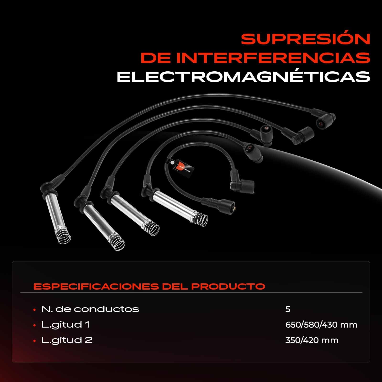 Frankberg Juego de 5 cables de encendido para gasolina 1612533 | Compatible con: Caravana Kadett E T85, Furgoneta Kadett E/Combi T85, Astra F T92, Corsa A TR S83, Kadett E Cabriolet T85