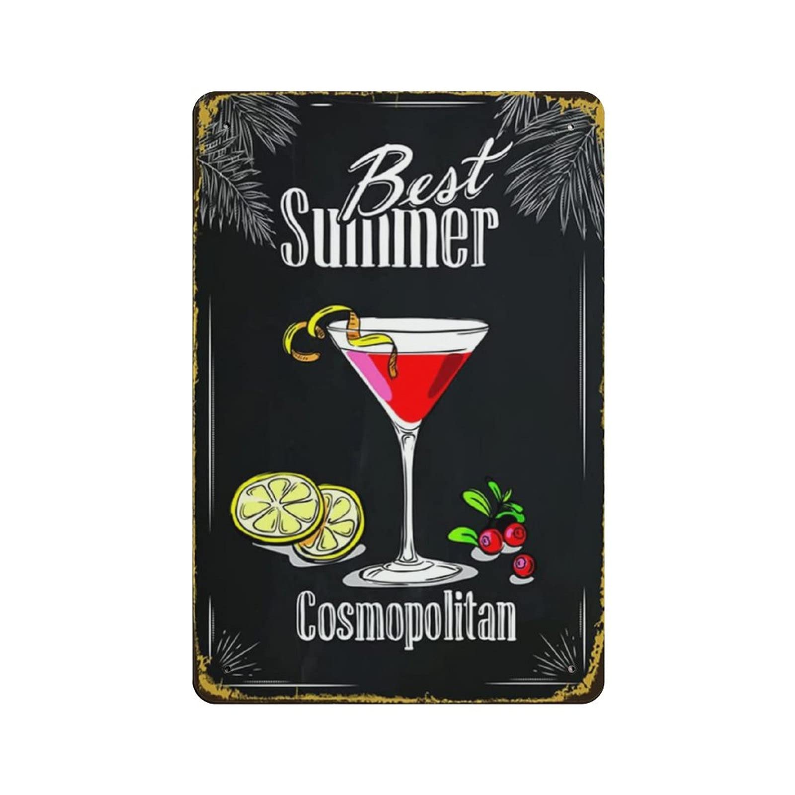 rayprint Metal Tin Sign Best Summer Cocktail Vintage Tin Poster Metal Sign Wall Decoration Country Kitchen Home Garage Decor 12"x8"