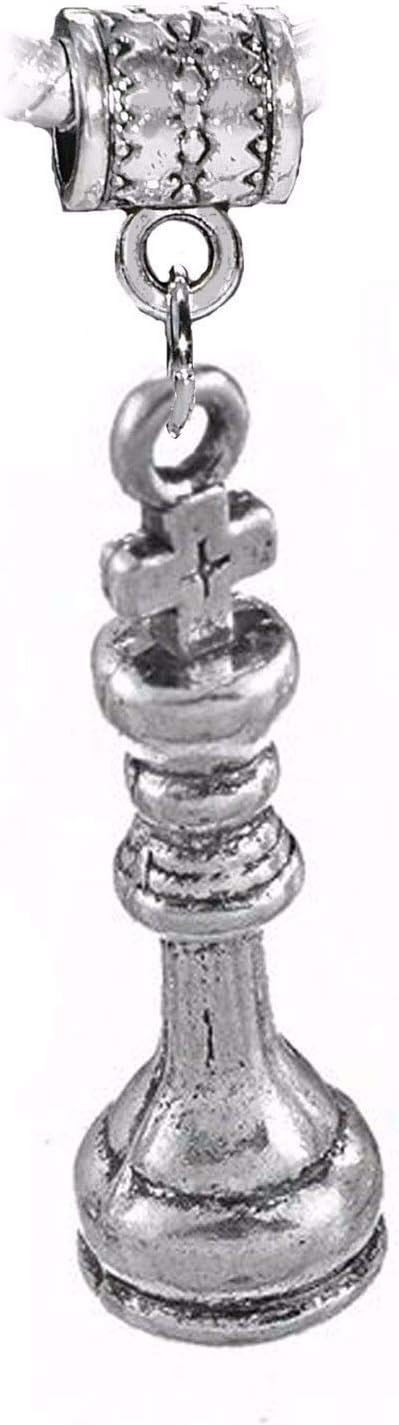 King Chess Piece Board Game European Dangle Bead Charm DIY Jewelry Making Supply for Charm Pendant Bracelet by Charm Crazy