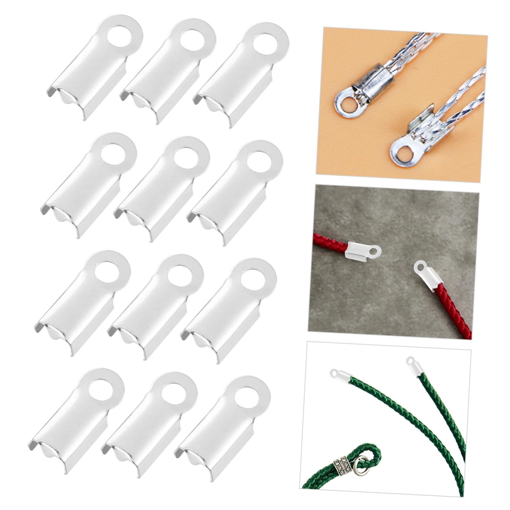 GLSTOY Strong Tarnish-Resistant Stainless Steel Crimp Ends 500pcs for Jewelry Making DIY Handmade