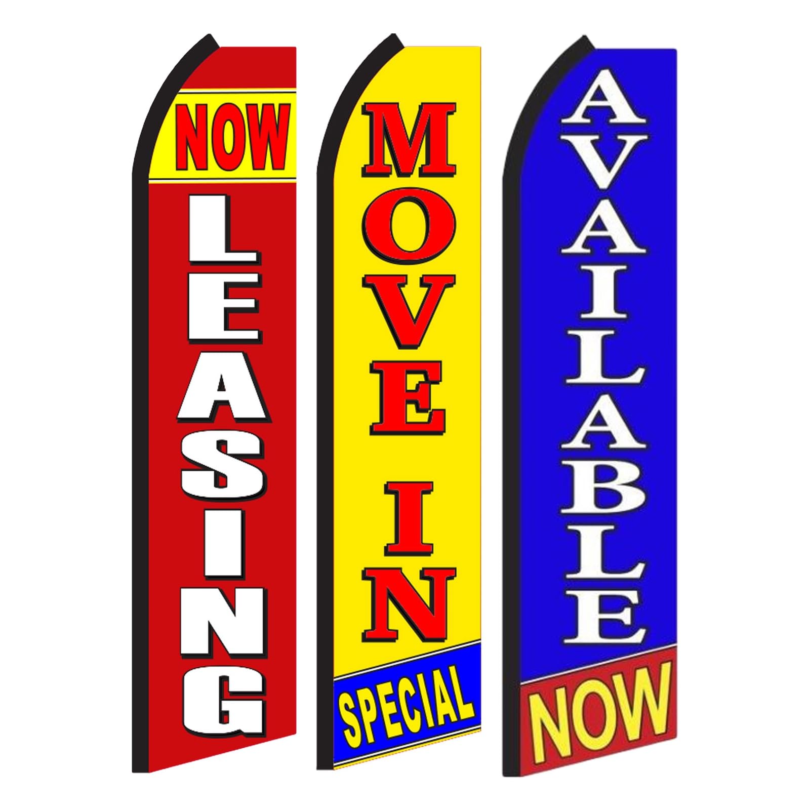 Move in Special/Available/Now Leasing - Replacement Swooper Feather Flags - 3 Pack (No Hardware Included)