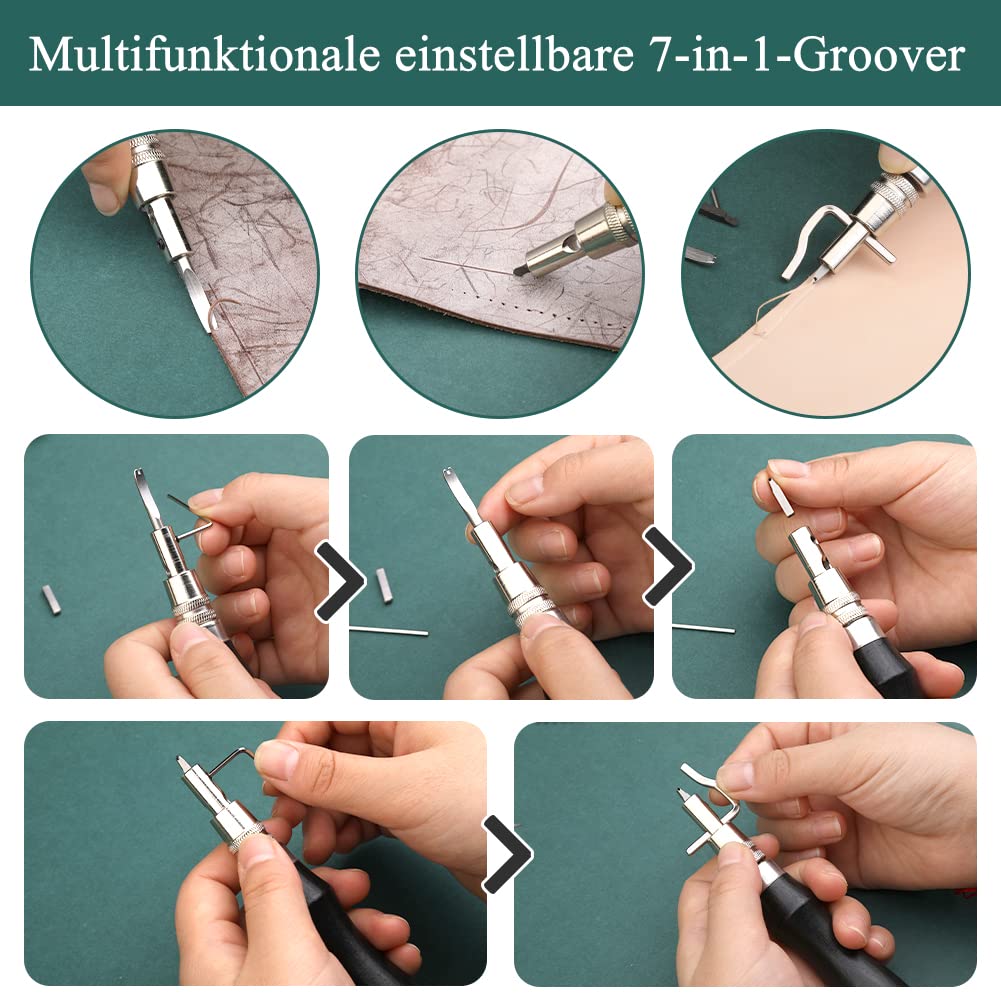 Wamkon Lederhandwerks-Werkzeuge Leder-Nähset Lederschnitzwerkzeuge Lederhandwerks-Werkzeug-Set für Lederarbeiten mit individueller Aufbewahrungstasche zum Schneiden