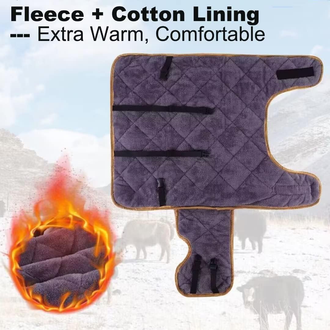 Calf Blanket with Fleece Lining, Calves Warm Clothes Calf Saver Coat, Sheep Goat Blanket, for Keep Cows Goats Sheeps Warmming, Thickened Belly Protection 1Pcs