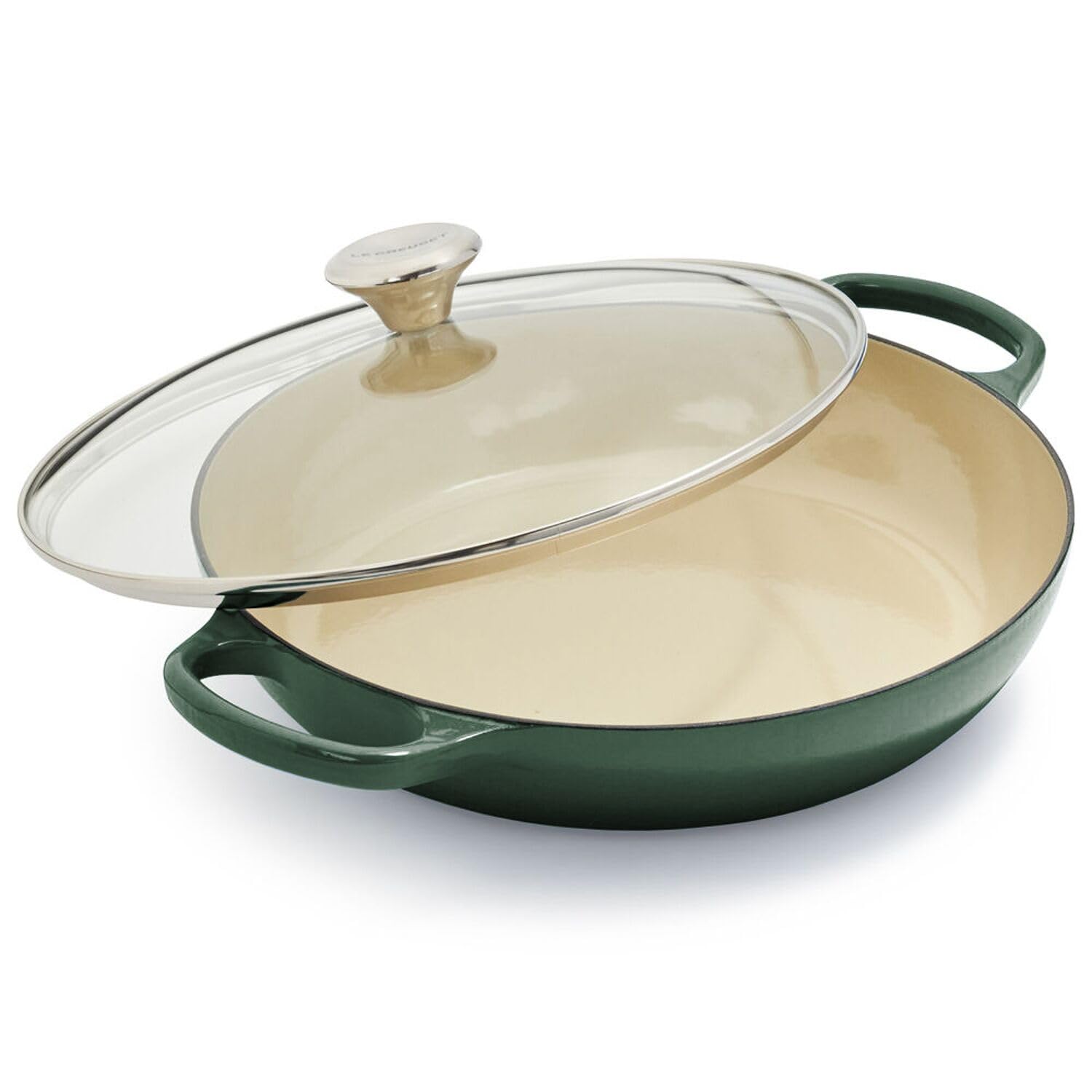 Le Creuset　ルクルーゼ　ウォックプレート　ブラック23 　ガラス蓋付き 本日発送】Le Creuset ルクルーゼ ウォック プレート ブラック23