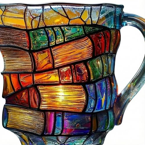 Gestapelte buchtasse 3d tassen - Kaffeetasse Mehrfarbiges Kristalldesign Spülmaschinenfest Geschenk für Buchliebhaber
