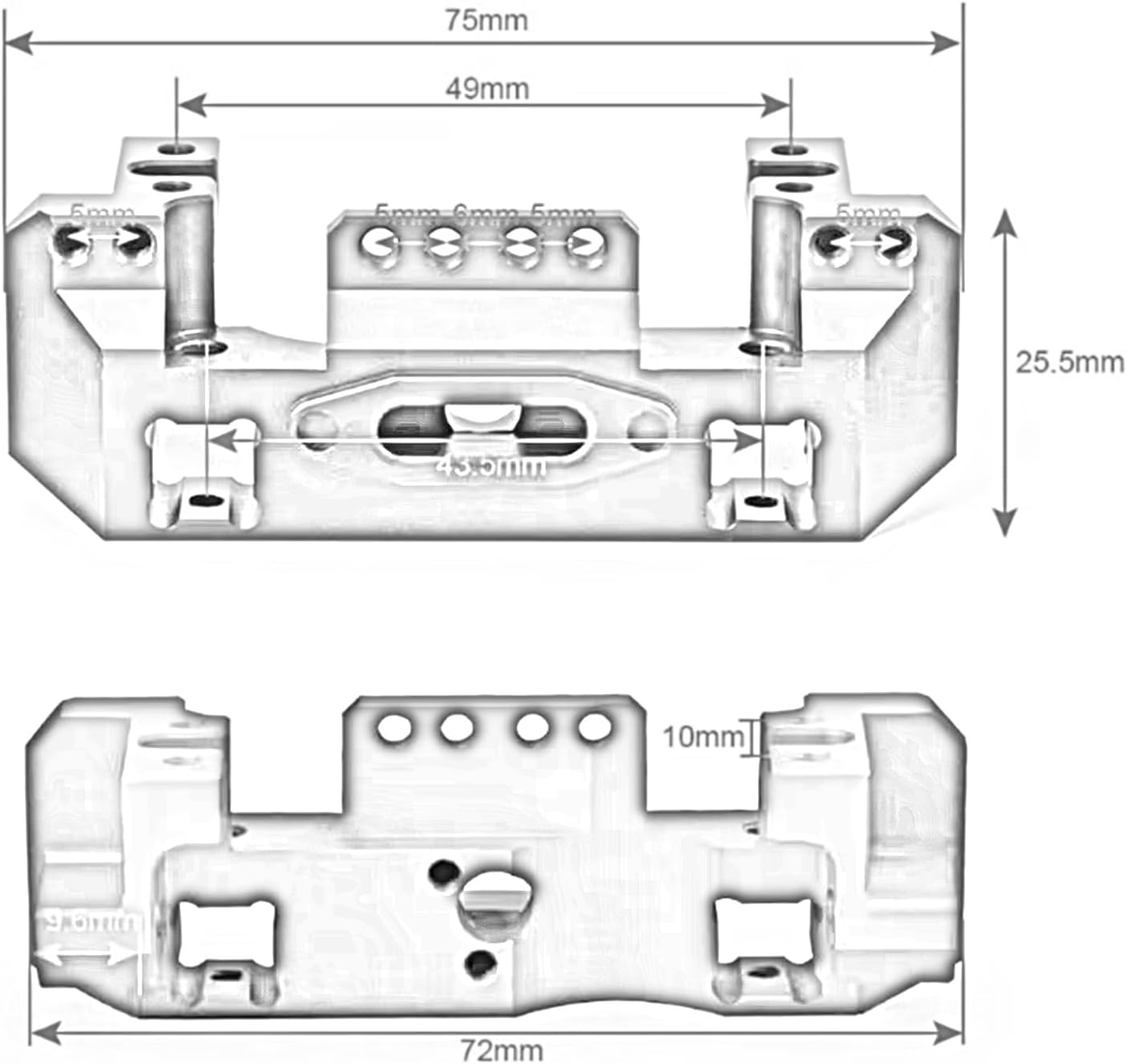 Compatible With TRX-4 1/10 RCクローラーカーアップグレードパーツ交換アクセサリーアルミ合金フロントバンパ