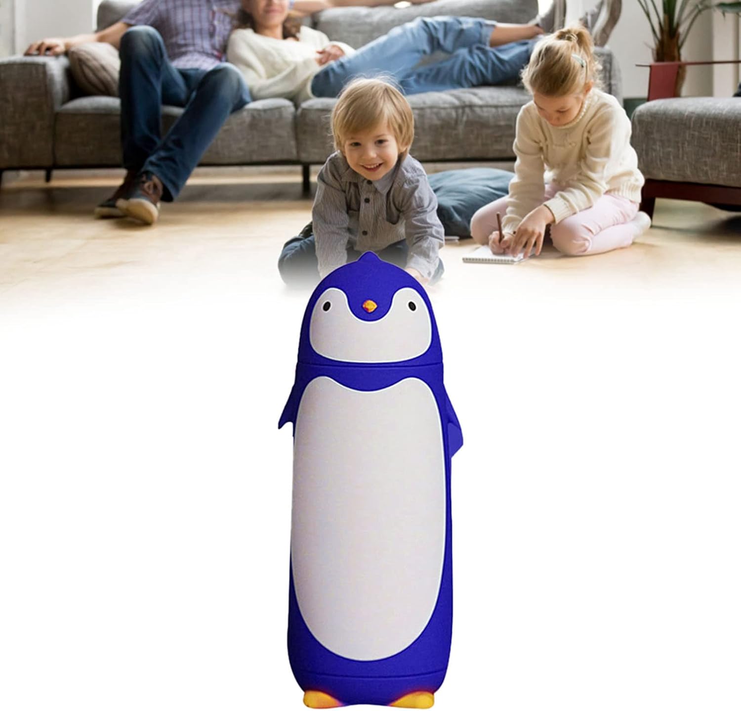 Fdit Stainless Steel Penguin Vacuum Insulated Travel Mug, 300ml, Blue, Glass and ABS Material, 7.4x7.4x18.9cm - Image 2
