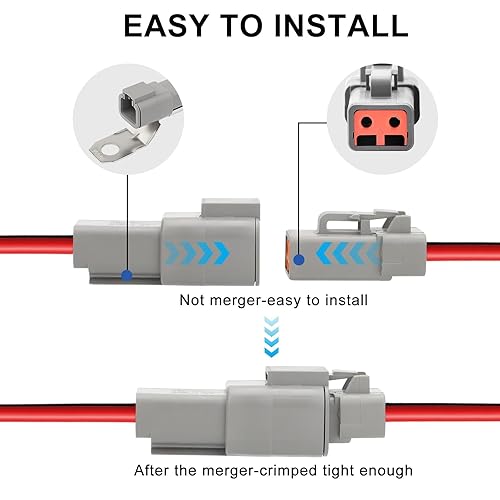 Miniatura 3 de Linkstyle 5 pares DTP 2Pin 12 AWG cable conector de cable, 2 vías DT automotriz impermeable conector eléctrico macho hembra enchufe arnés de cableado