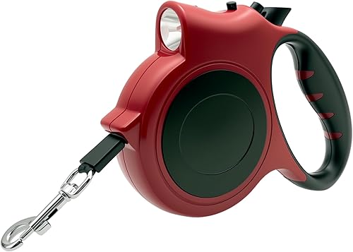 Miniatura 2 de Correa retráctil LED para perro, extensible de 16 pies, luz LED integrada para paseos seguros con perros pequeños a medianos (rojo)