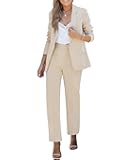Women's Two Piece Sets Pants Suits Dressy Business Casual Outfits Professional Blazer Pantsuits Set Work Office