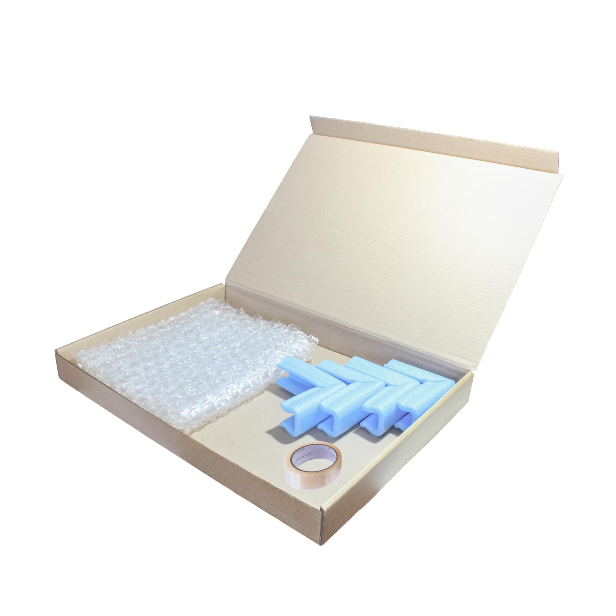 SelfHold Laptop Shipping Boxes Kit includes Box, Bubble Wrap, Tape and four Corners for Shipping, Postage, Packing - Size (46cm x 34cm x 5cm)