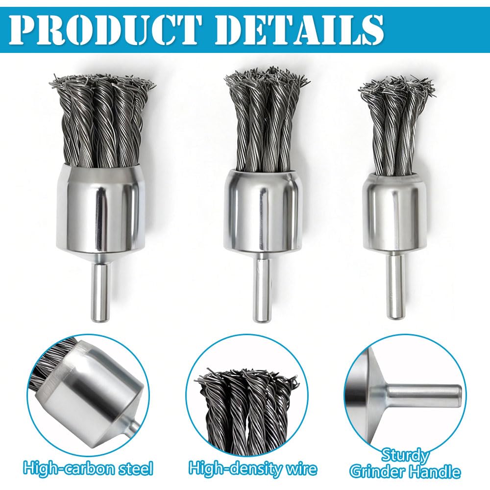 12Pièces Brosse Métallique Torsadée Acier pour Ébavurage Nettoyage