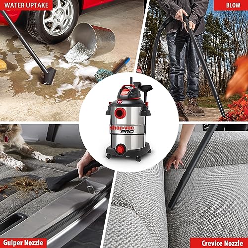 Shop-Vac 12 Gallon 6.0 Peak HP Portable Wet/Dry Vacuum with Stainless Steel Tank and Attachments for Jobsite, Garage & Workshop