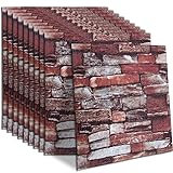 20 PCS Orange Foam Brick 3D Wallpaper Sticker, Self Adhesive Film Brick Peel and Stick Wall Panels f