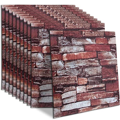 20 Pcs Orange Foam Brick 3D Wallpaper Sticker, Self Adhesive Film Brick Peel And Stick Wall Panels For Home, Bedroom, Living Room, Kitchen Brick Wall Backdrop Waterproof Dirt-Proof Decoration #TOP4