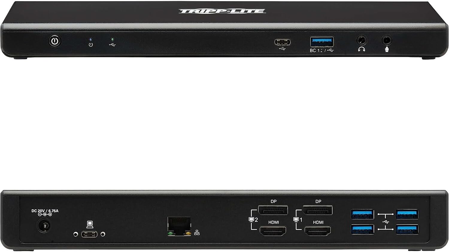 Tripp Lite USB-C Docking Station, 14 Port USB C Dock for Dual Display, 5K 60 Hz DisplayPort DP, 4K 60 Hz HDMI, USB 3.2 Gen 1, USB A & USB C Hub, GbE, 85W PD Charging, Black (U442-DOCK21-B)